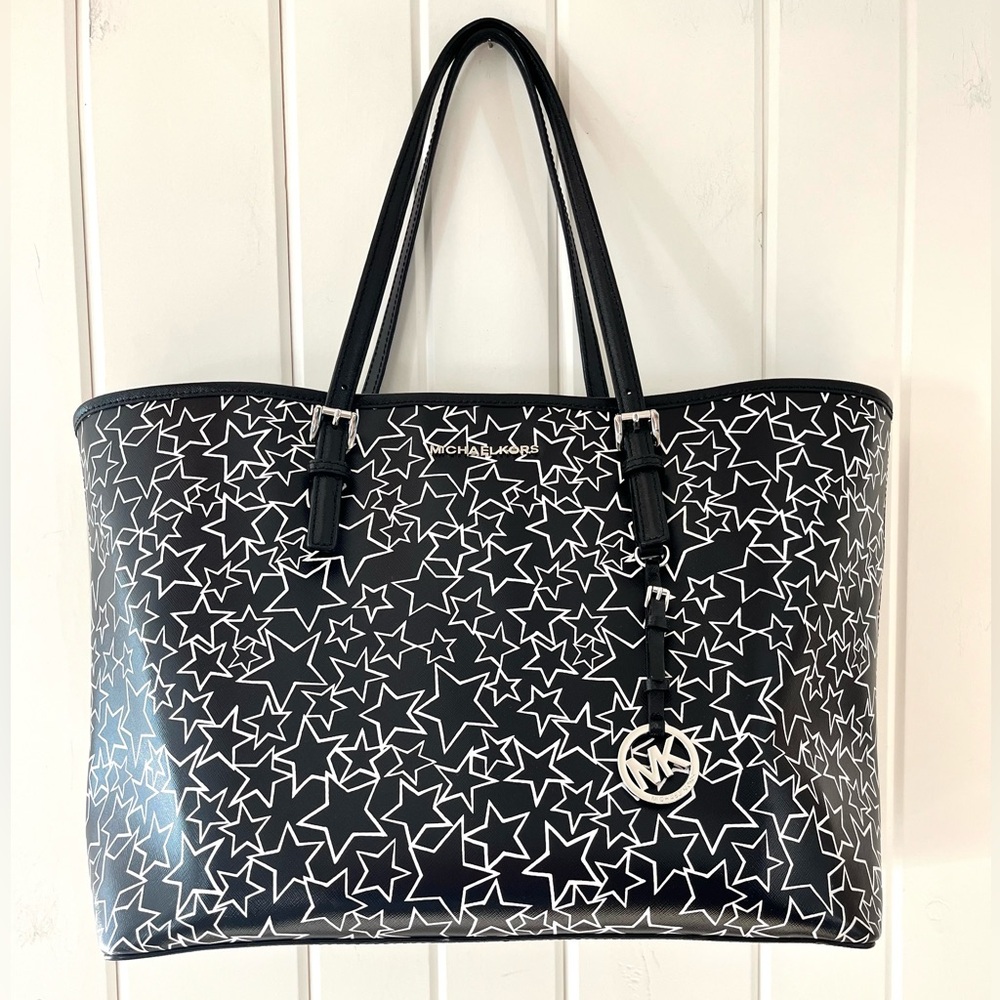 Michael Kors Black and White Star Print Tote